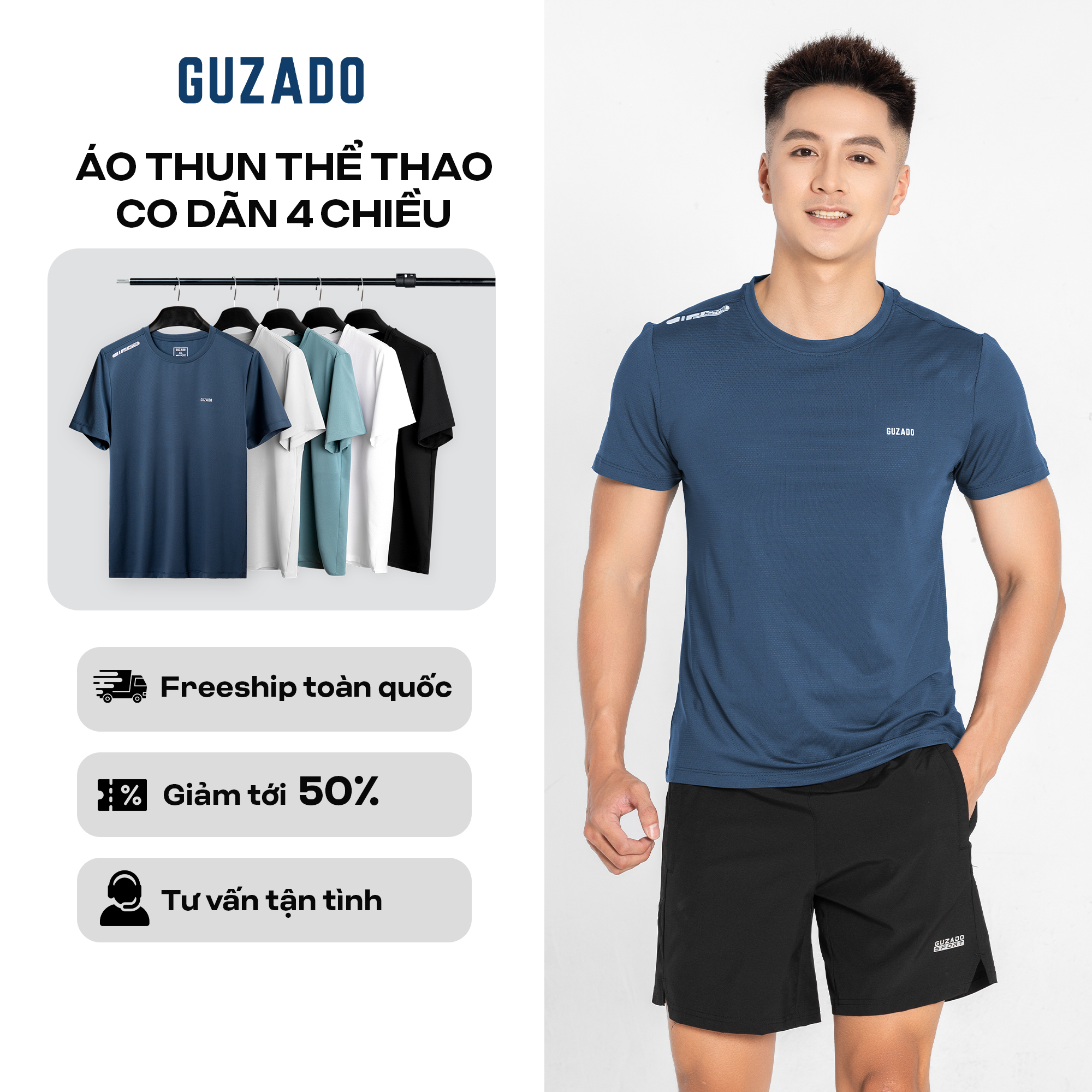 Áo Thun Thể thao Nam Guzado, Chất Vải Coolmax Co Giãn GTS04_thumbnail_0