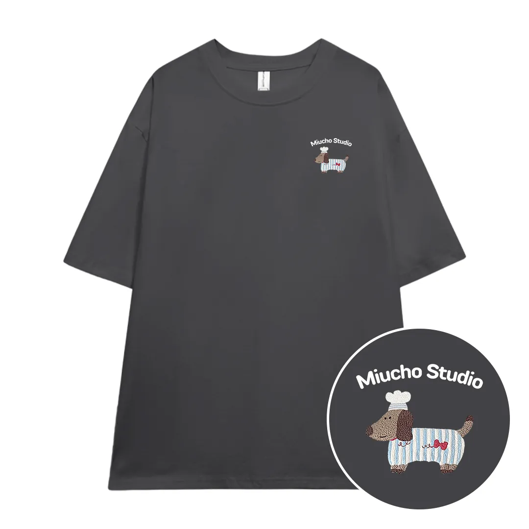 Áo thun form rộng local brand Miucho Studio cotton 2 chiều thoáng mát hình cún nhỏ in mix 2665