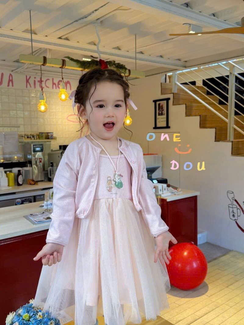 (E123) Váy 2 dây hồng 2 chi tiết hãng Onedou_thumbnail_0