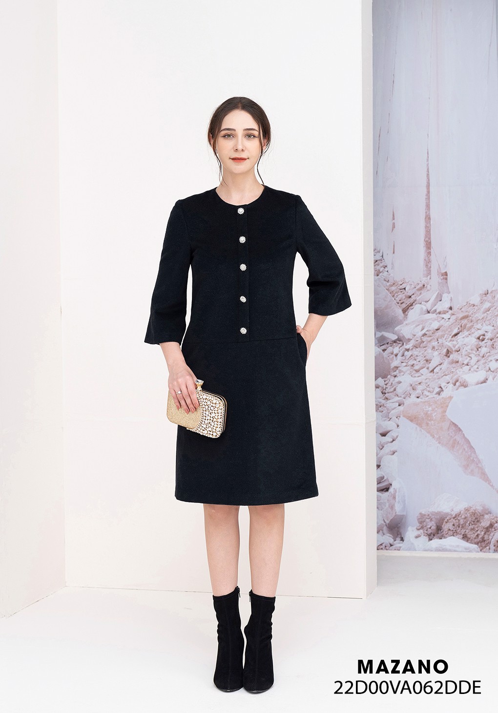 Đầm Suông A Nẹp Giả Khuy Đá Trang Trí_thumbnail_2