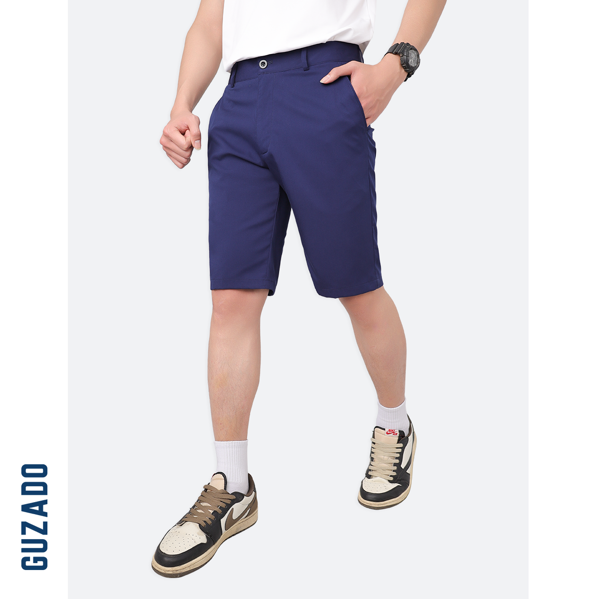 Quần Short Tây Âu Nam GUZADO Kaki Giữ Form Cạp Cúc GSR15_thumbnail_8