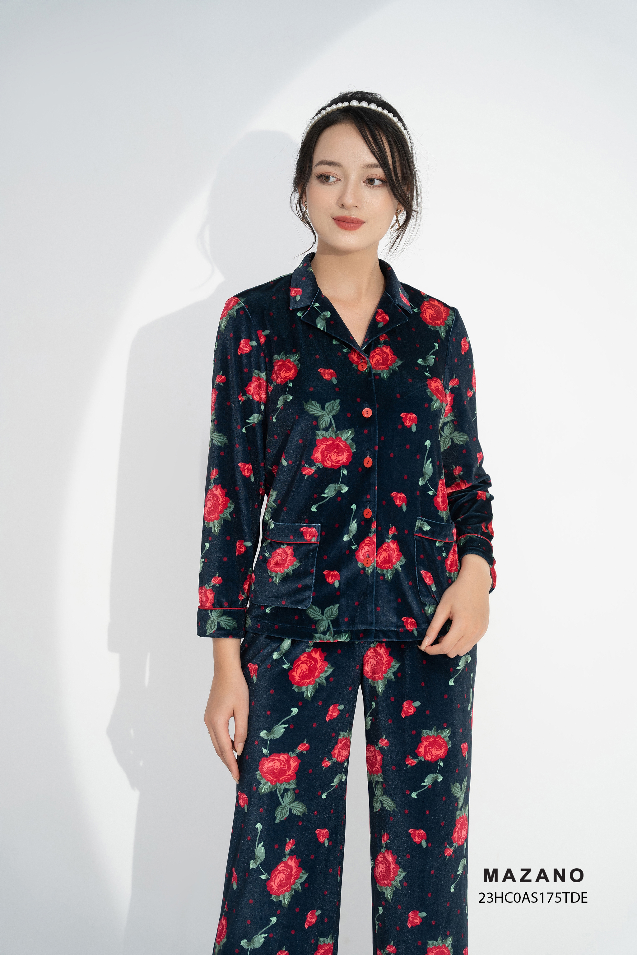 Bộ đồ nhung hoạ tiết hoa hồng 3D_thumbnail_2