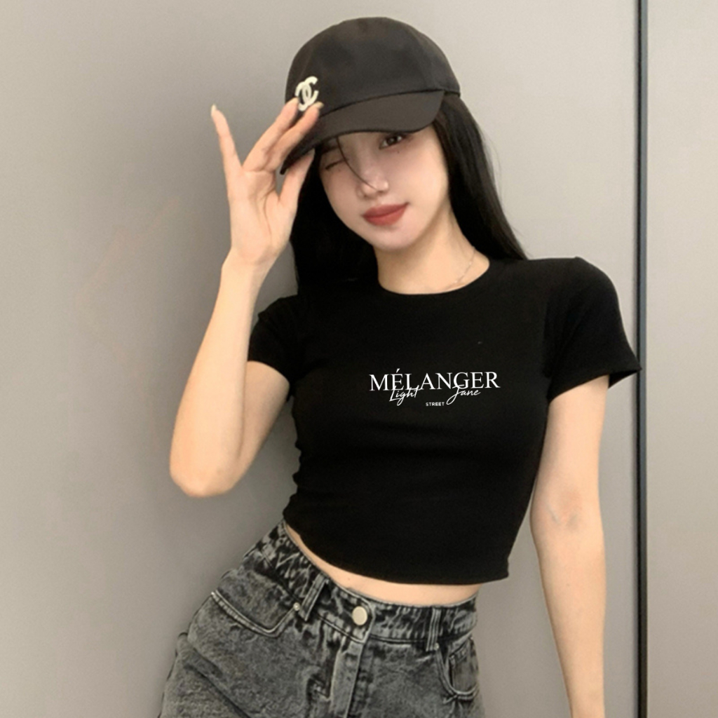 [Form Ôm] Áo croptop nữ in chữ MÉLENGER - Áo croptop ôm LOZA CR7282
