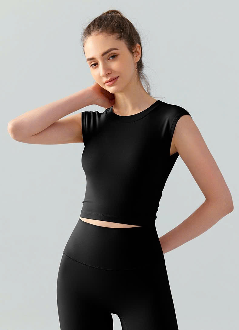 Áo Croptop Thể Thao Tay Ngắn Lưng Xoắn Nơ_thumbnail_5