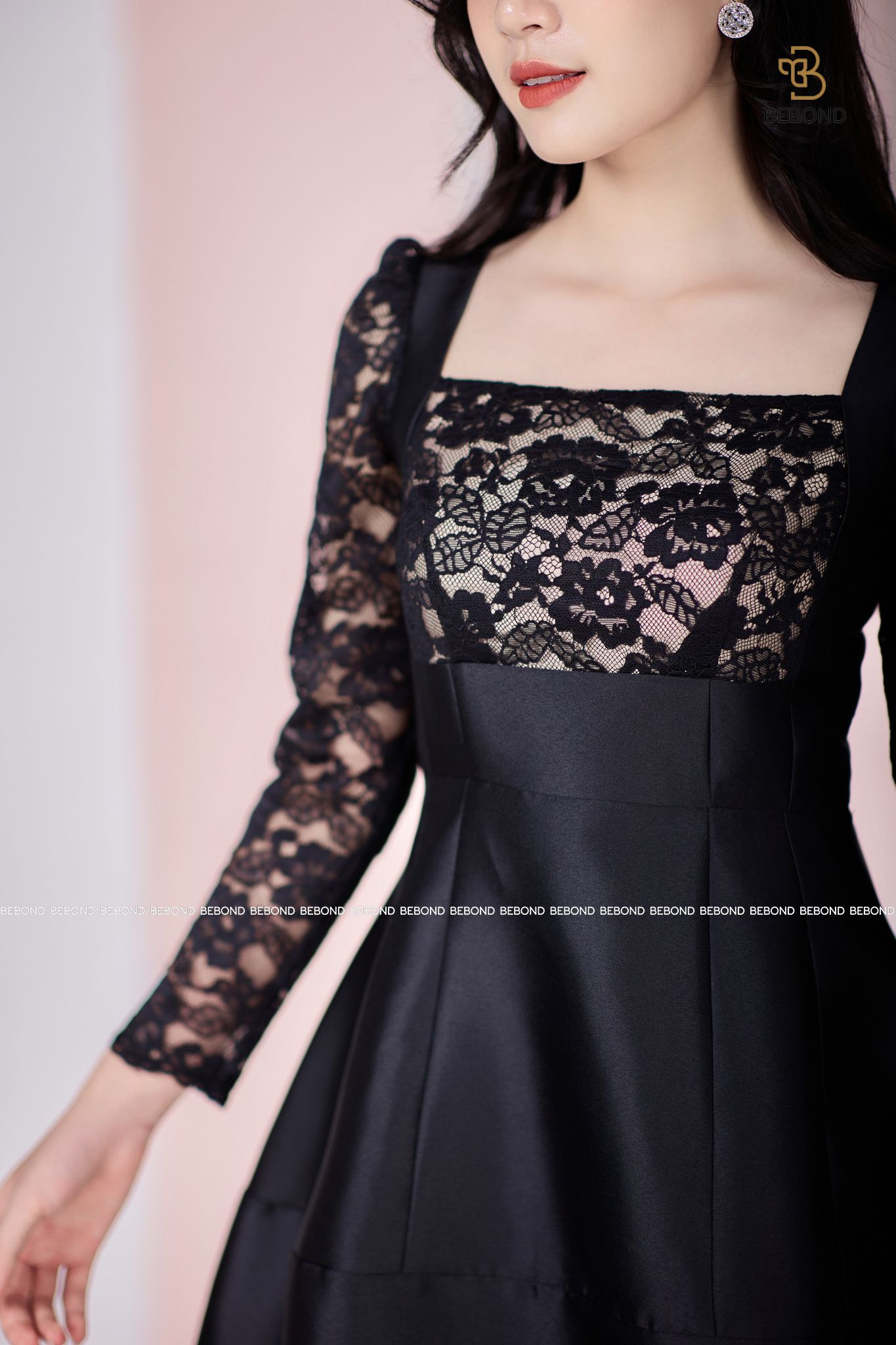 Đầm Tafta phối ren màu đen - Andrea Dress_thumbnail_4