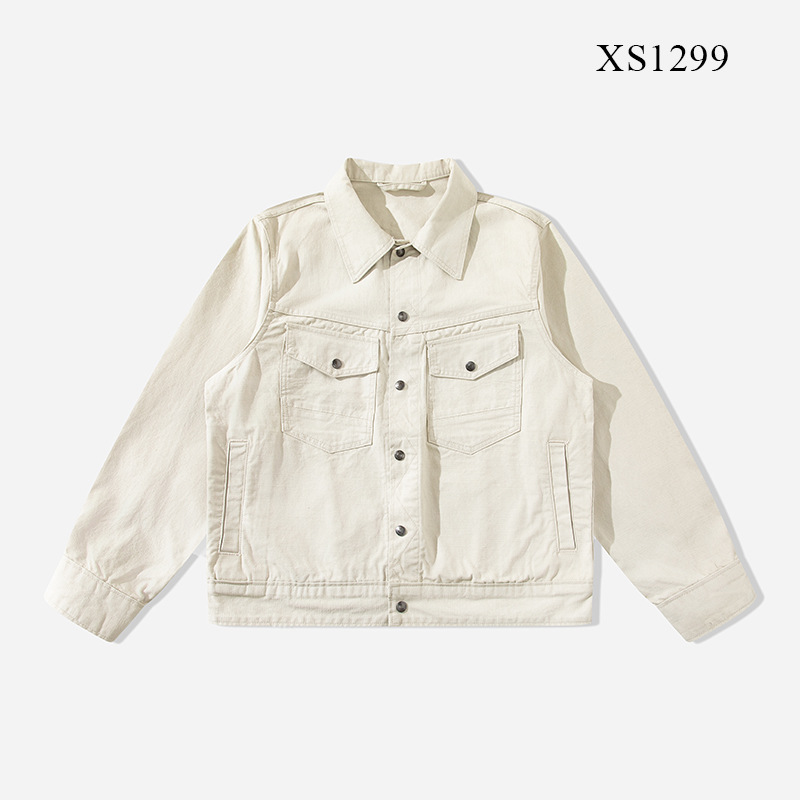 Áo giặt, phai màu và mã hóa Phong cách tiền cũ hợp thời trang 2025 Áo khoác bảo hộ lao động nam đa năng