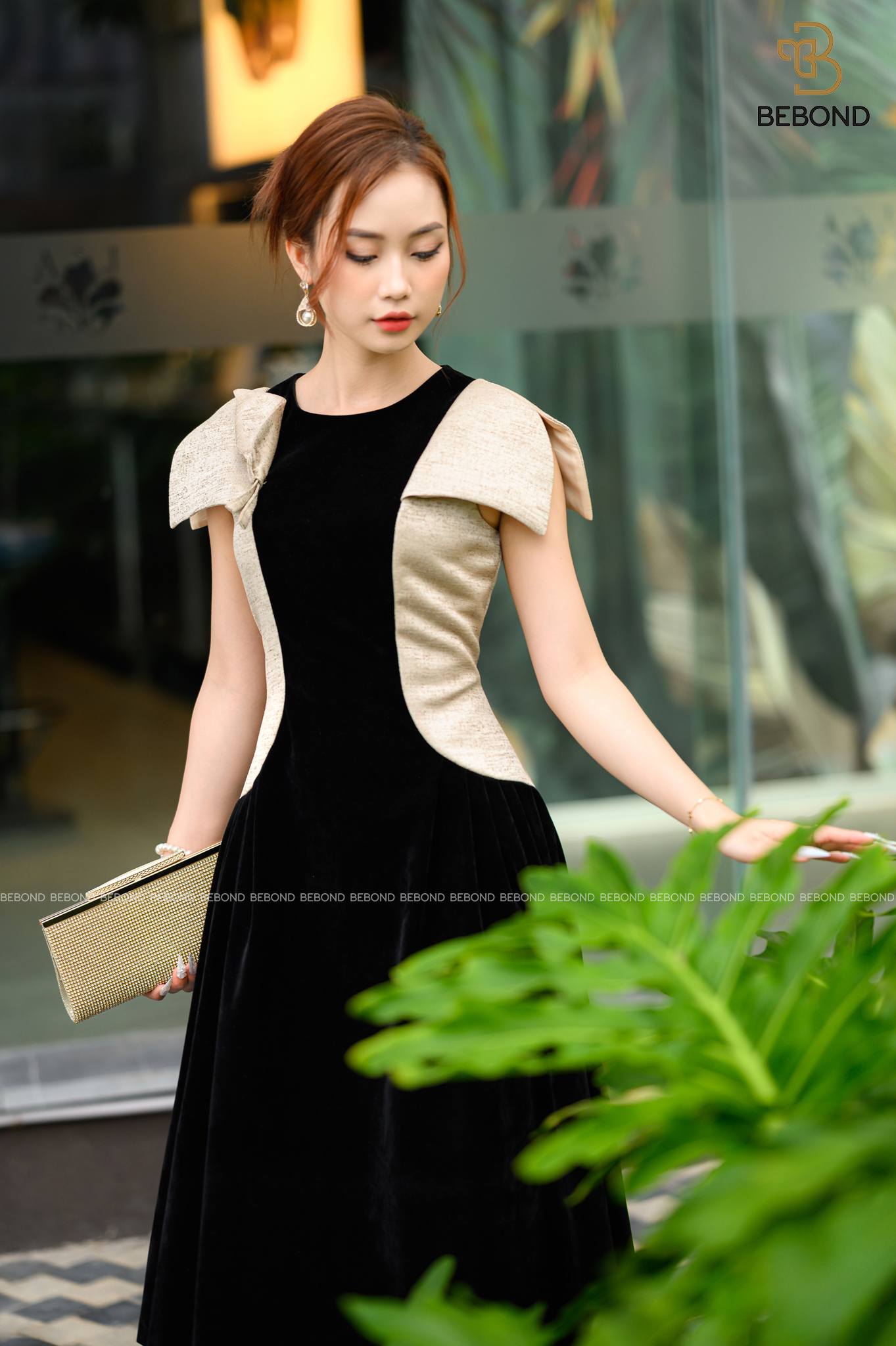 Đầm nhung phối Tafta sồi- AMBER DRESS