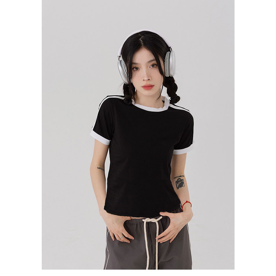 Áo baby tee phối trơn ABPVT01 Miucho cotton cổ tròn in basic_thumbnail_2