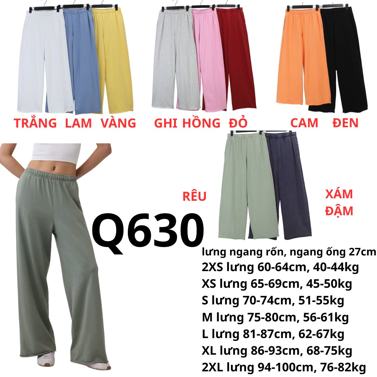 Q630- Quần thun suông gấp