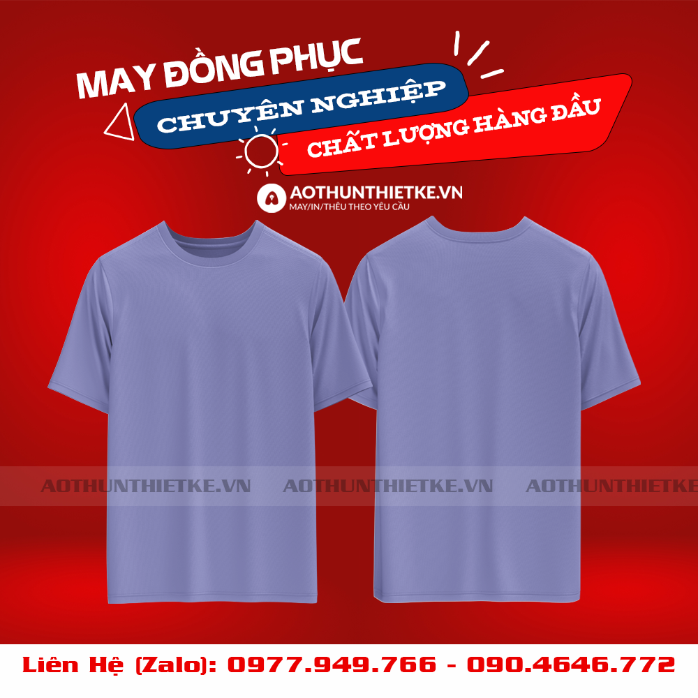 Áo Đồng Phục Cổ Tròn Tím Môn