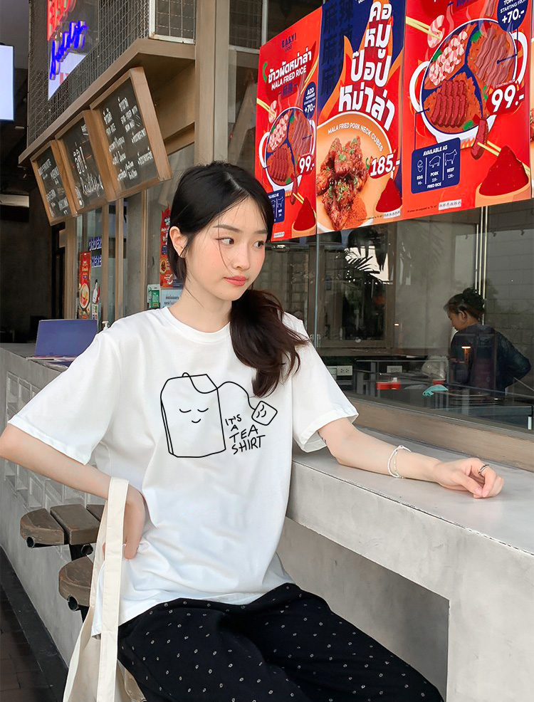 Áo thun nữ form vừa regular nhiều màu sắc ARD1488 Miucho Chic vải cotton cổ tròn in artwork_thumbnail_5