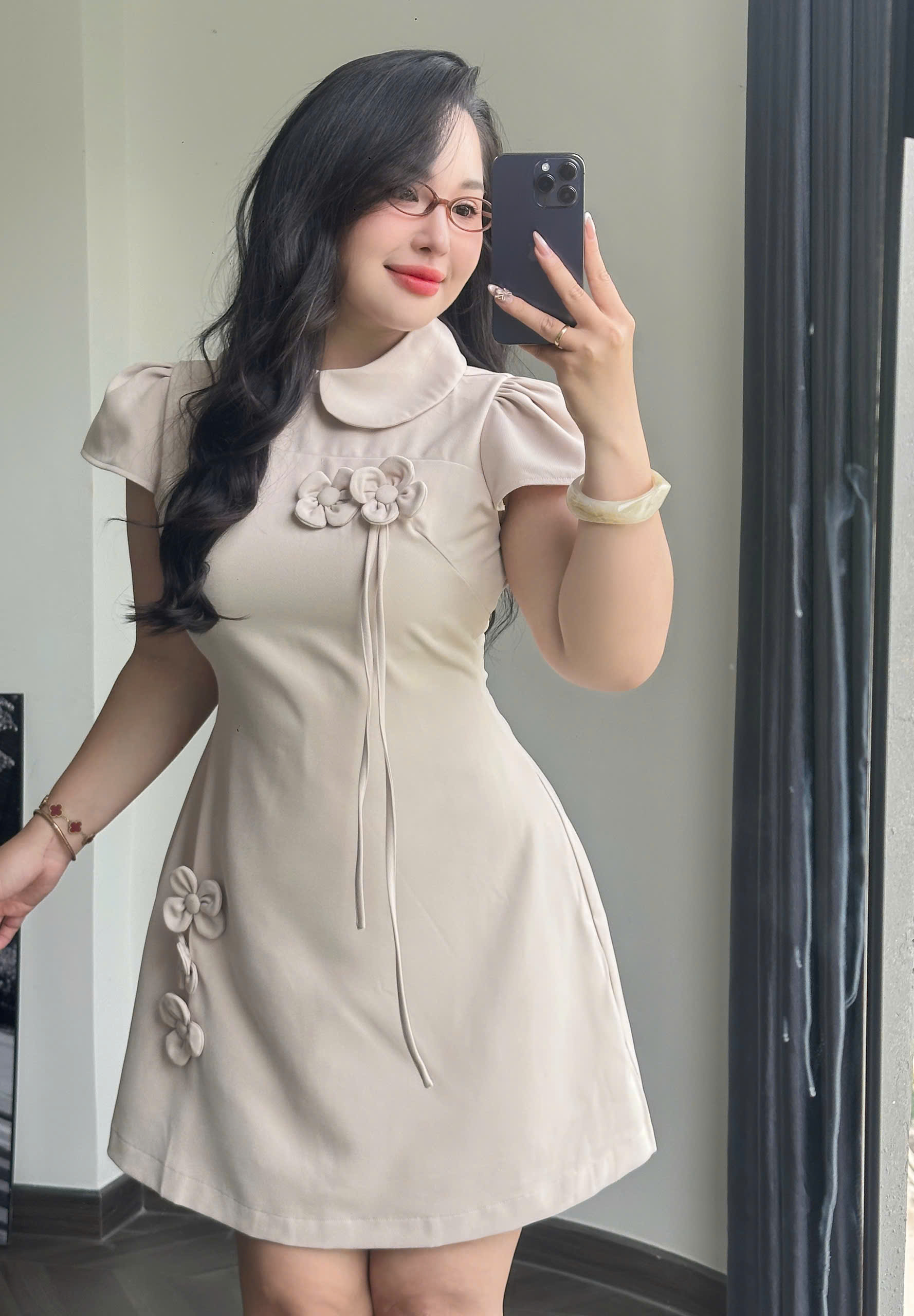 BIGSIZE- Đầm dáng A đính hoa V-DA193_thumbnail_6