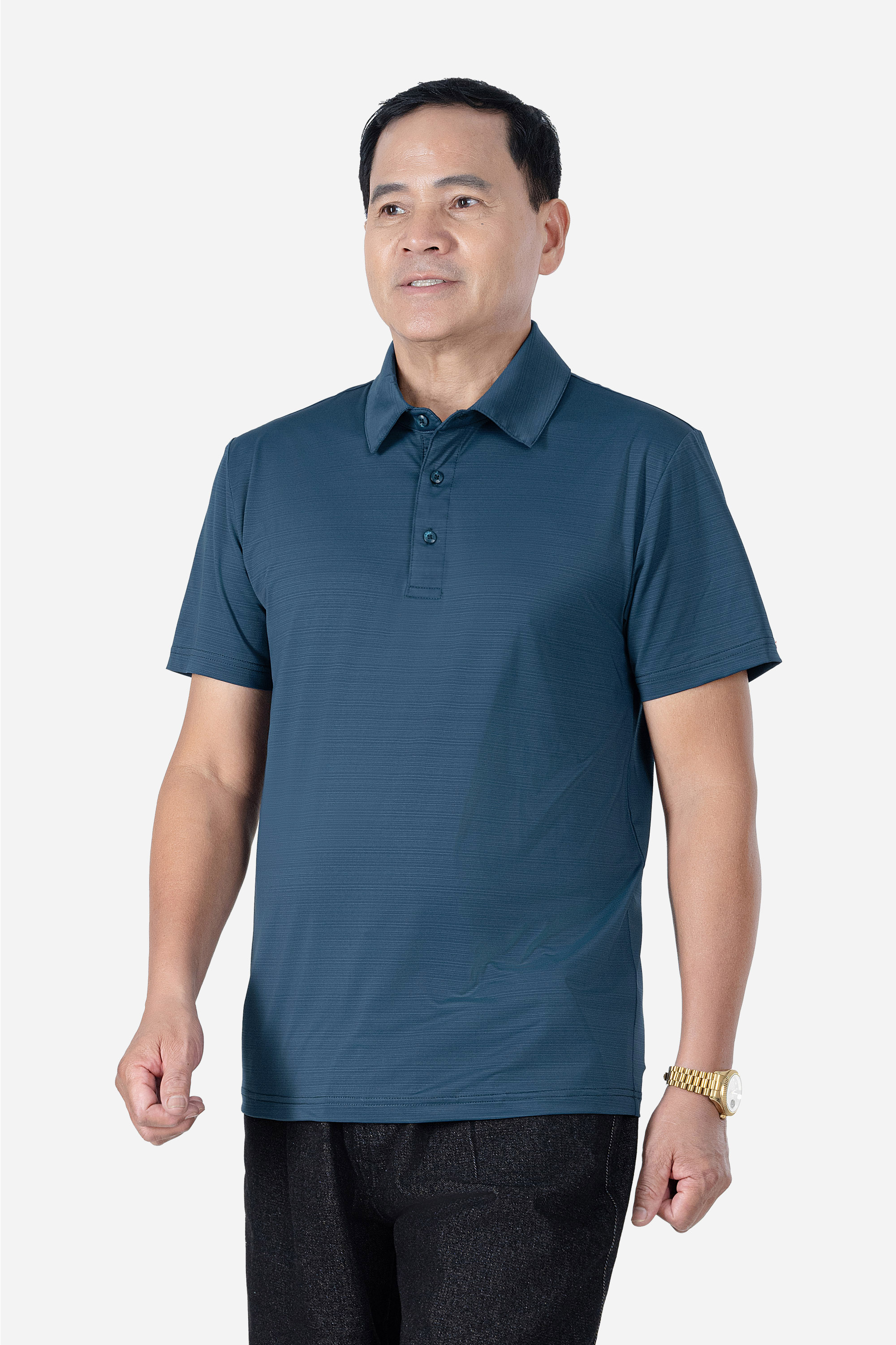 Áo Polo Melange Thể Thao Nam Trung Niên ANCHI Chất Liệu Cotton Phom Suông Vạt Ngang_thumbnail_3