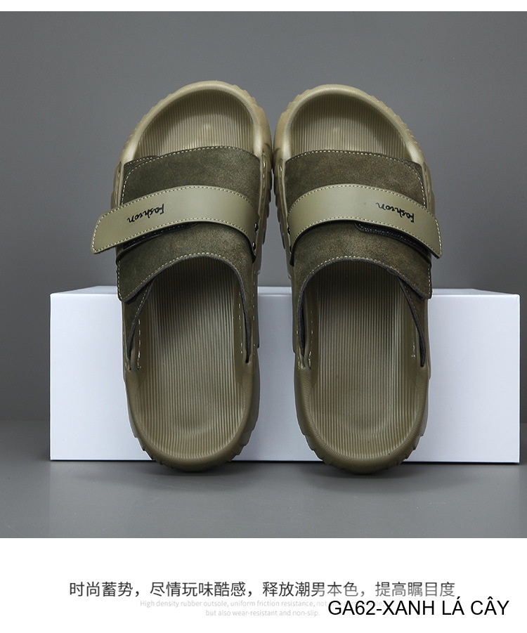 GA62 - Dép xỏ ngón nam phong cách Hàn, đế cao su êm ái, chất liệu da bò, 3 màu Trắng Xanh Lá Đen_thumbnail_3