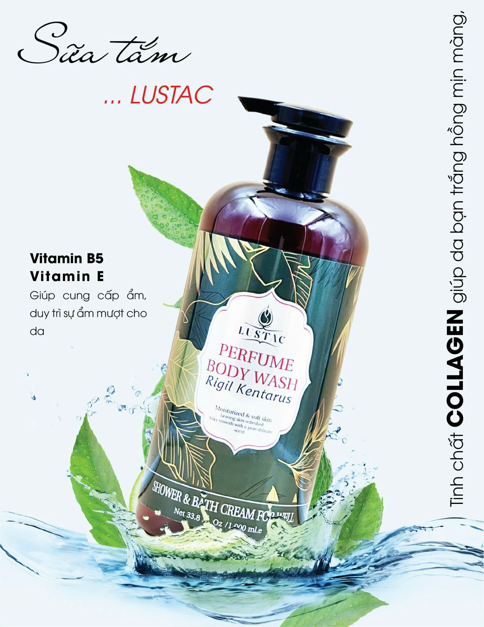 SỮA TẮM TRẮNG DA DƯỠNG ẨM LUSTAC