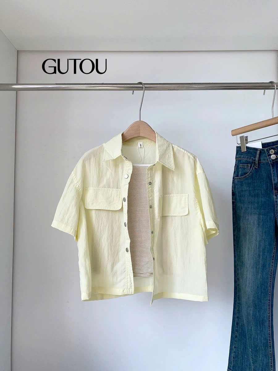 [ GUTOU ] Áo Sơ Mi Tay Ngắn Túi Hộp+Áo Hai Dây_thumbnail_6