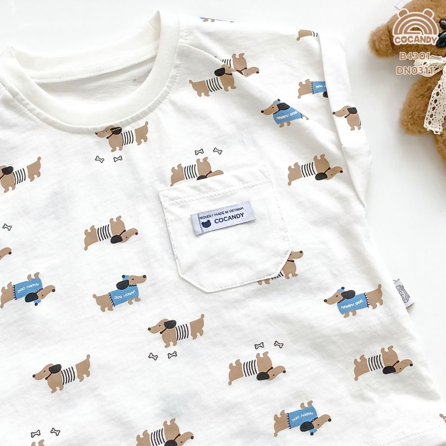 Bộ cộc TRẮNG họa tiết hình cún Dachshund_thumbnail_3