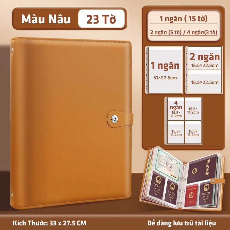Sổ đựng giấy tờ quan trọng đầy đủ kích thước