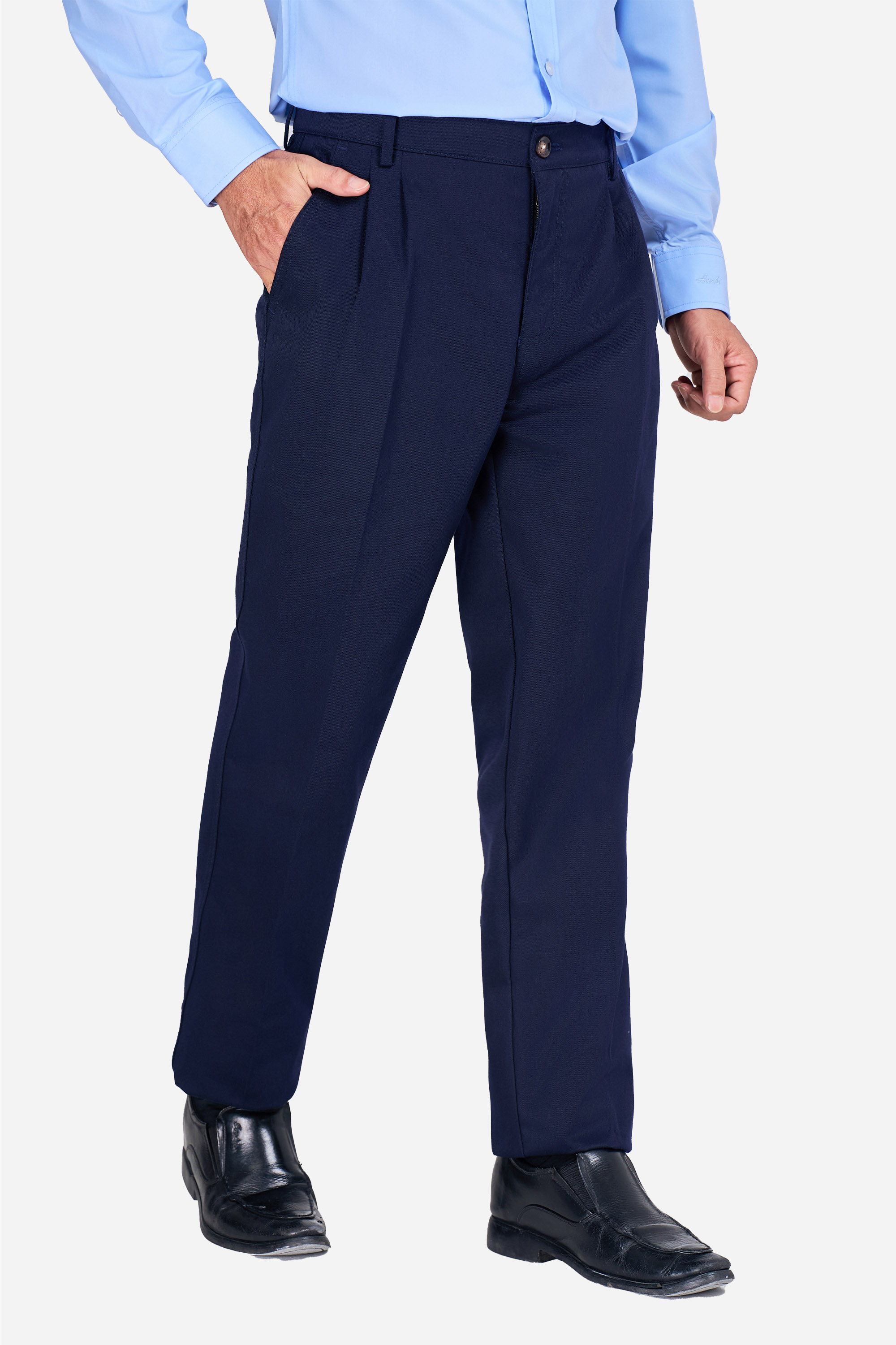 Quần Kaki Thô 2 Li Nam Trung Niên ANCHI Phom Suông Ống Rộng Màu Xanh Đen_thumbnail_2