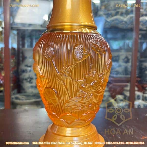 Lọ Hoa Lưu Ly Bọc Đồng2