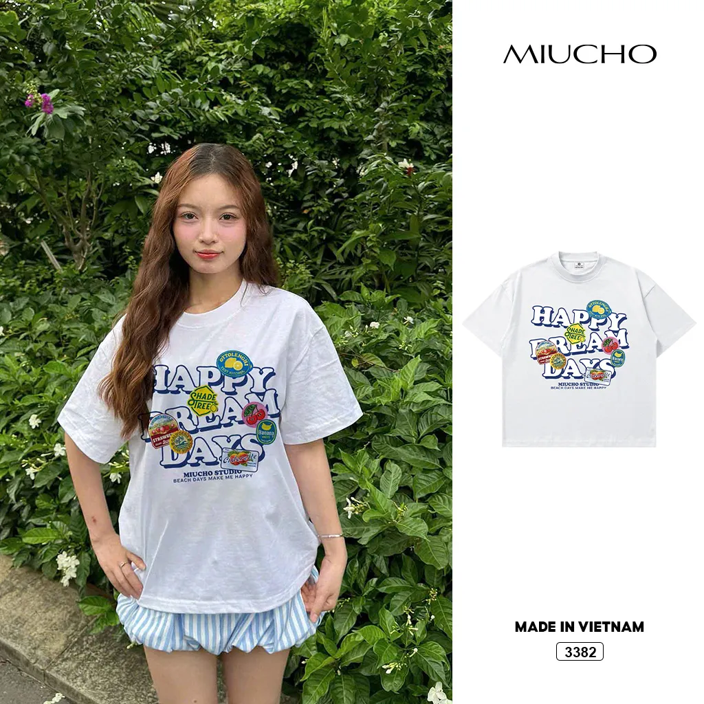 Áo thun boxy nam nữ chuẩn form tôn dáng Miucho 3382
