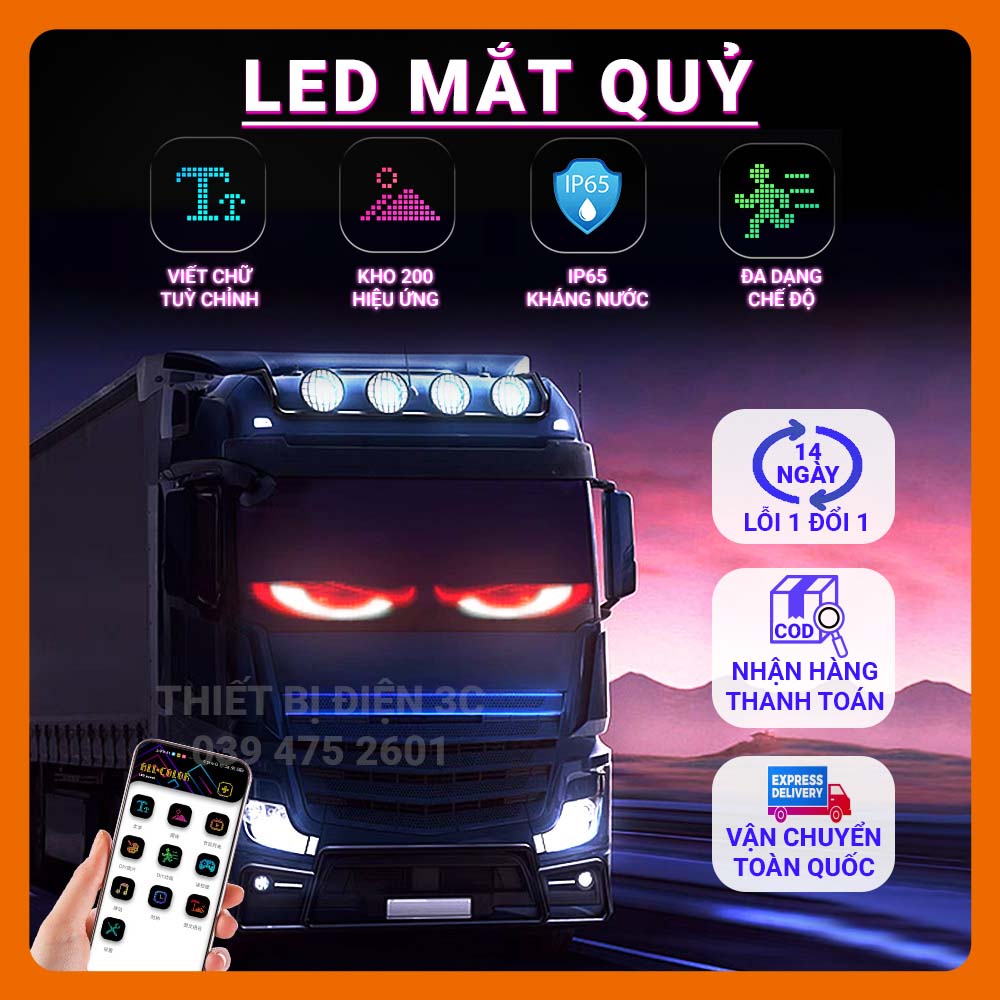 LED Mắt Quỷ Màn Hình Dẻo DIY – Điều Khiển Qua App Điện Thoại, Gắn Ô Tô xe đầu kéo_thumbnail_0