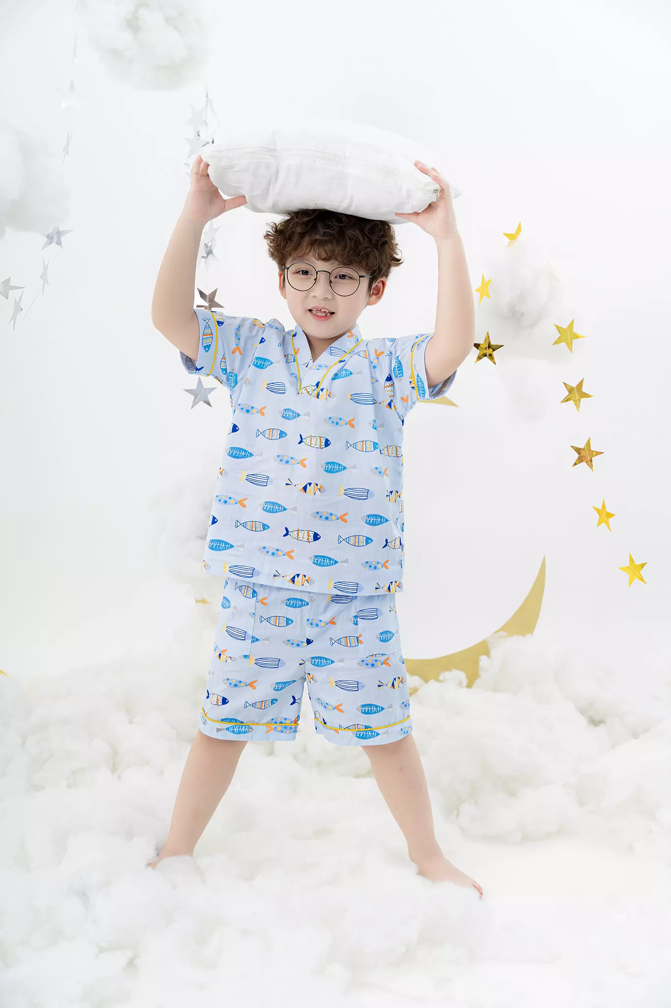 [ Outfit pijama ]Bộ pyzama bé trai cộc tay cổ v_thumbnail_1