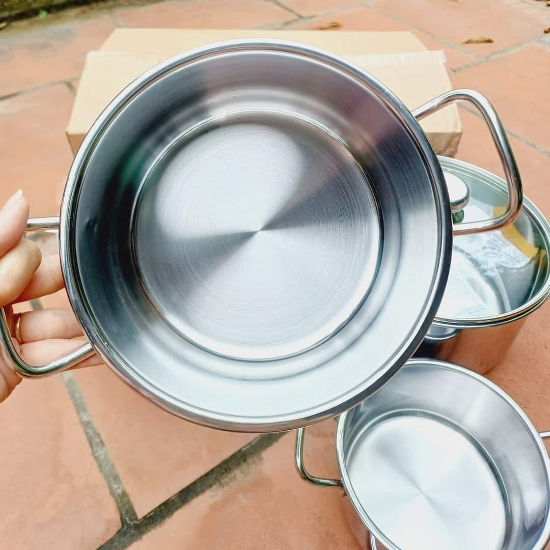 Bộ 3 nồi Inox 3 đáy Fivestar Royal Cool FS-B3010 nắp kính