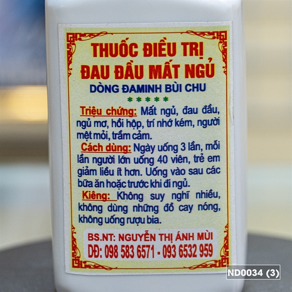 Thuốc điều trị đau đầu mất ngủ - Dòng Đa Minh Bùi Chu_thumbnail_1