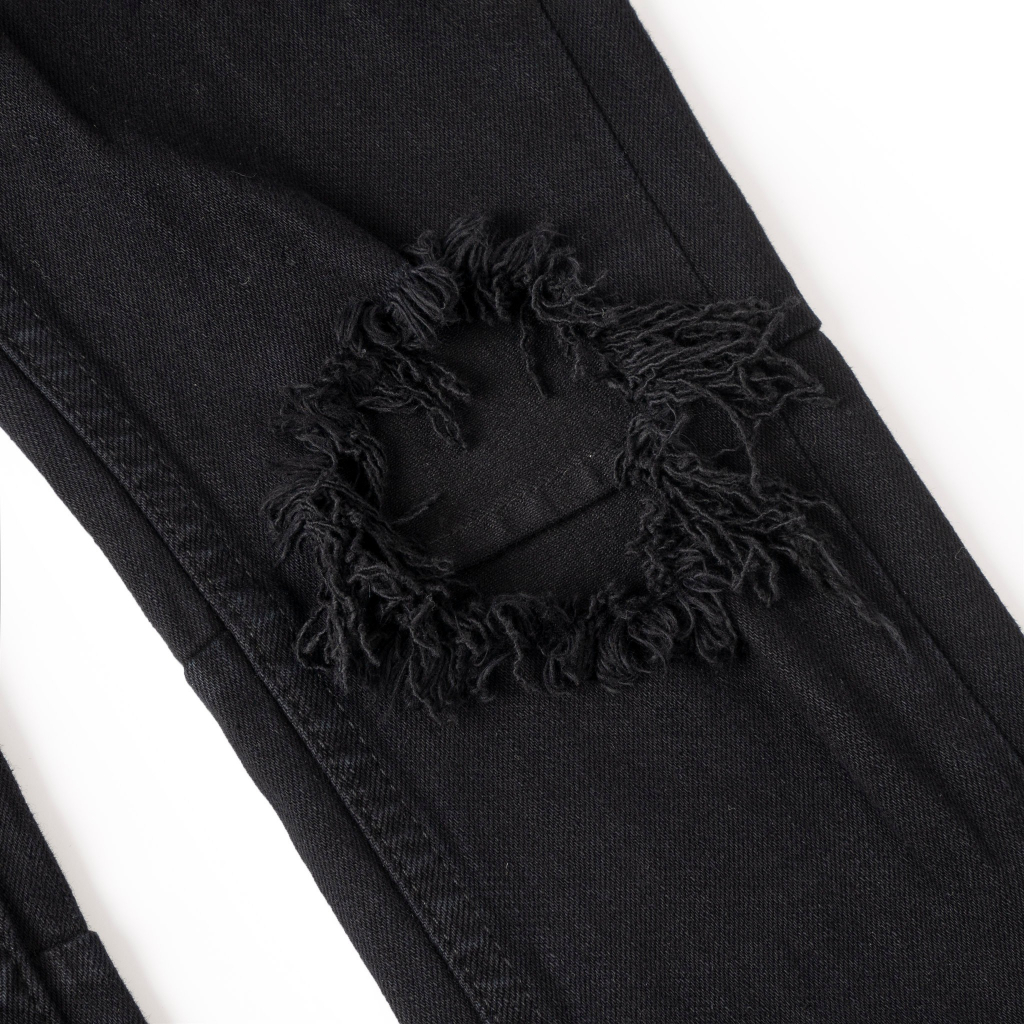 Quần Jeans đen rách gối cao cấp | Black Ripped Jeans_thumbnail_7