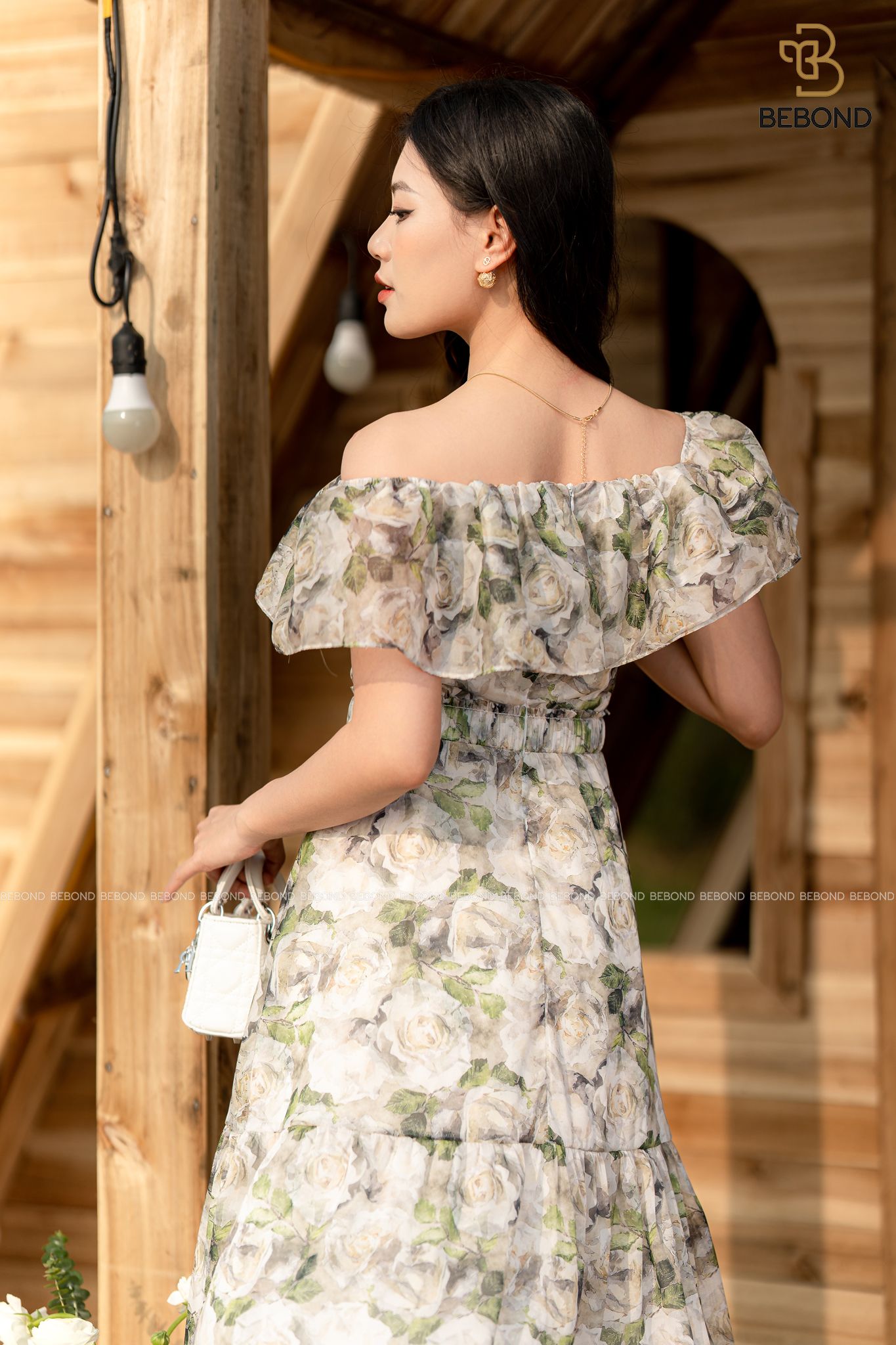 ĐẦM TRỄ VAI TƠ ÓNG HOA XANH- ROSALIND DRESS_thumbnail_2