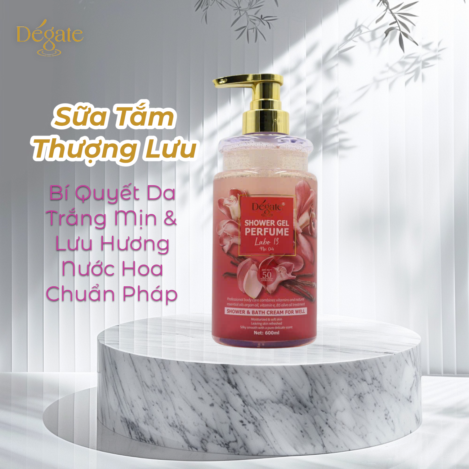 Sữa Tắm Nước Hoa DE'GATE Cao Cấp | Dưỡng Da Sáng Mịn, Ngăn Mụn Lưng