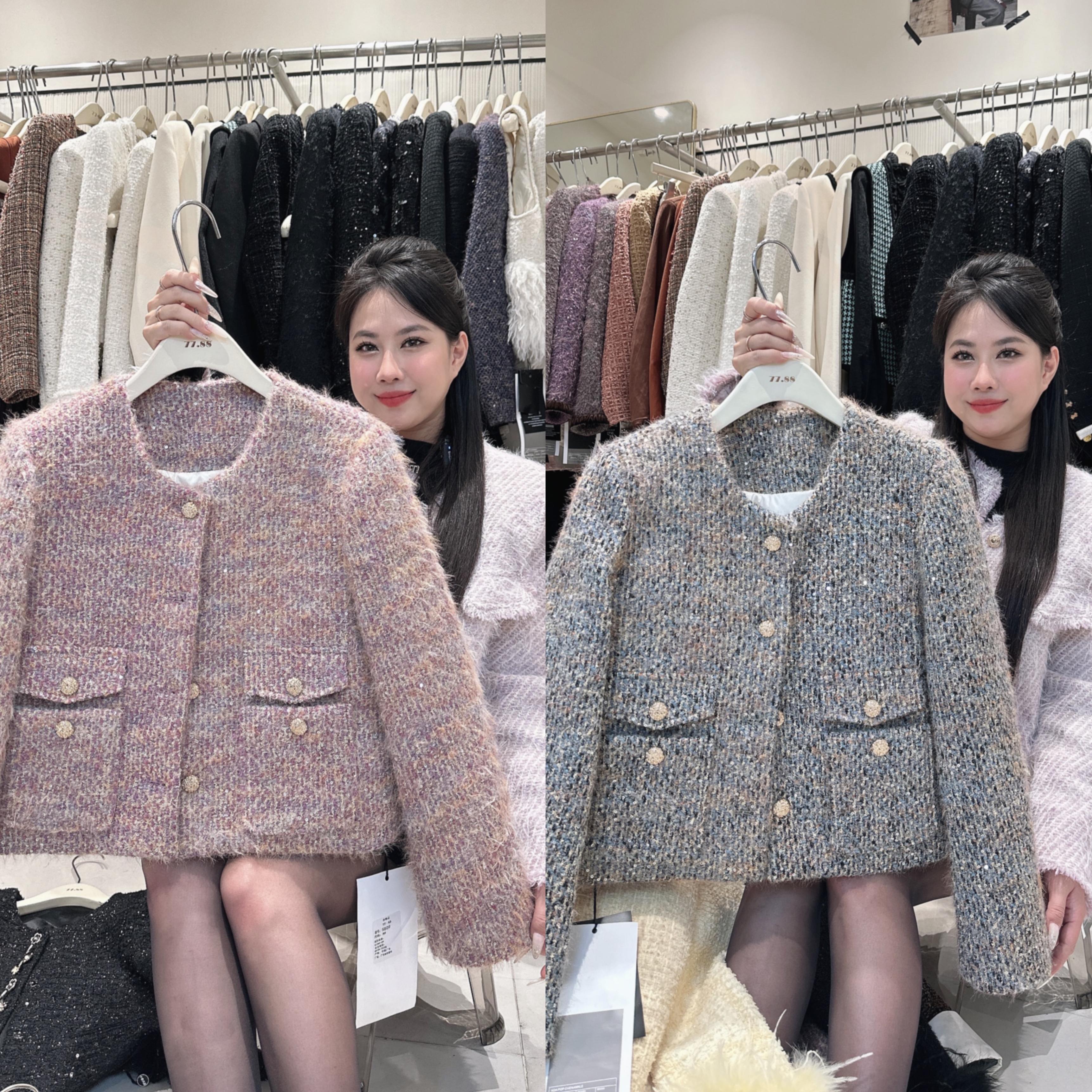 Áo dạ lông kim tuyến - V5