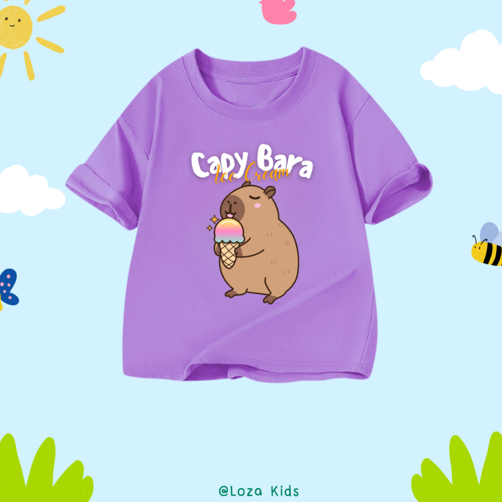 Áo thun  trẻ em in hình 'CapyBara ăn kem'- Loza Kids  AT012_thumbnail_1