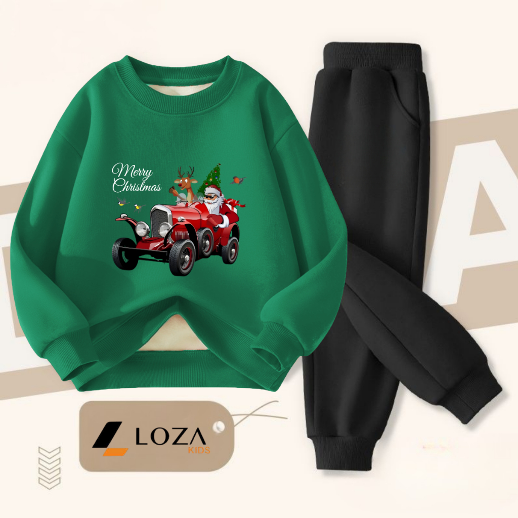 Set bộ nỉ bé gái, bé trai in hình Ông già Noel - Loza Kids BI489_thumbnail_1