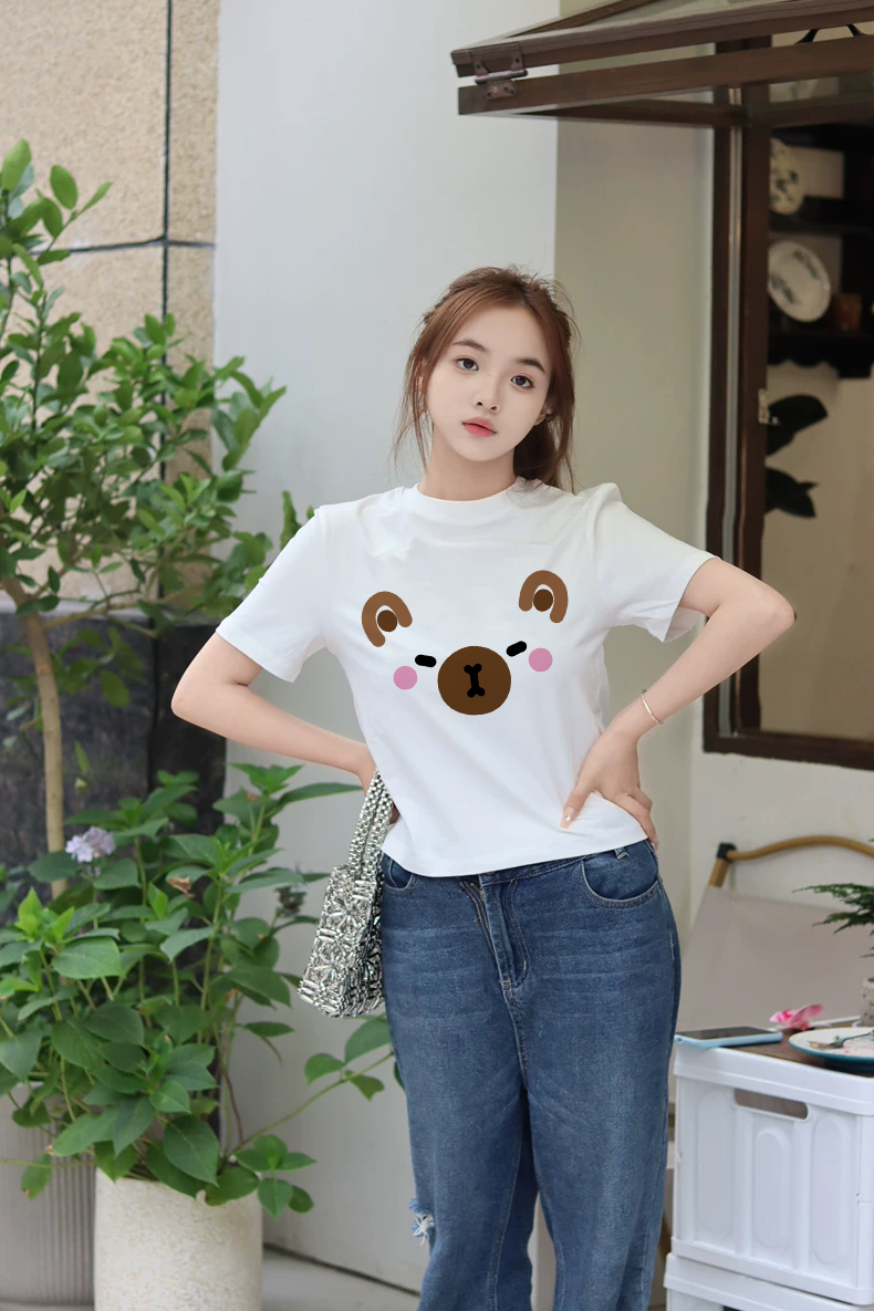 Áo Thun baby tee nhiều màu form ôm ABD1384 Miucho vải cotton co giãn in mix_thumbnail_5