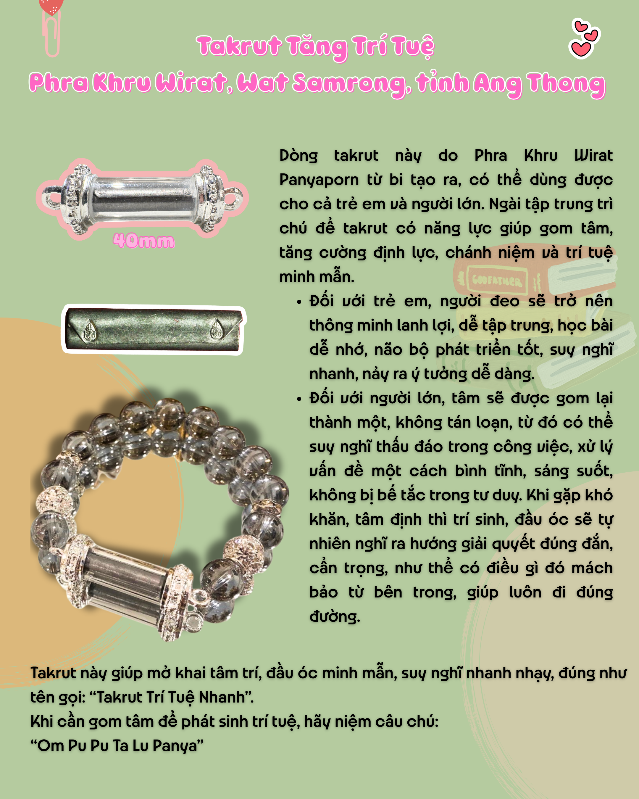 Takrut Tăng trí tuệ, Phra Khru Wirat, Wat Samrong, Ang Thong