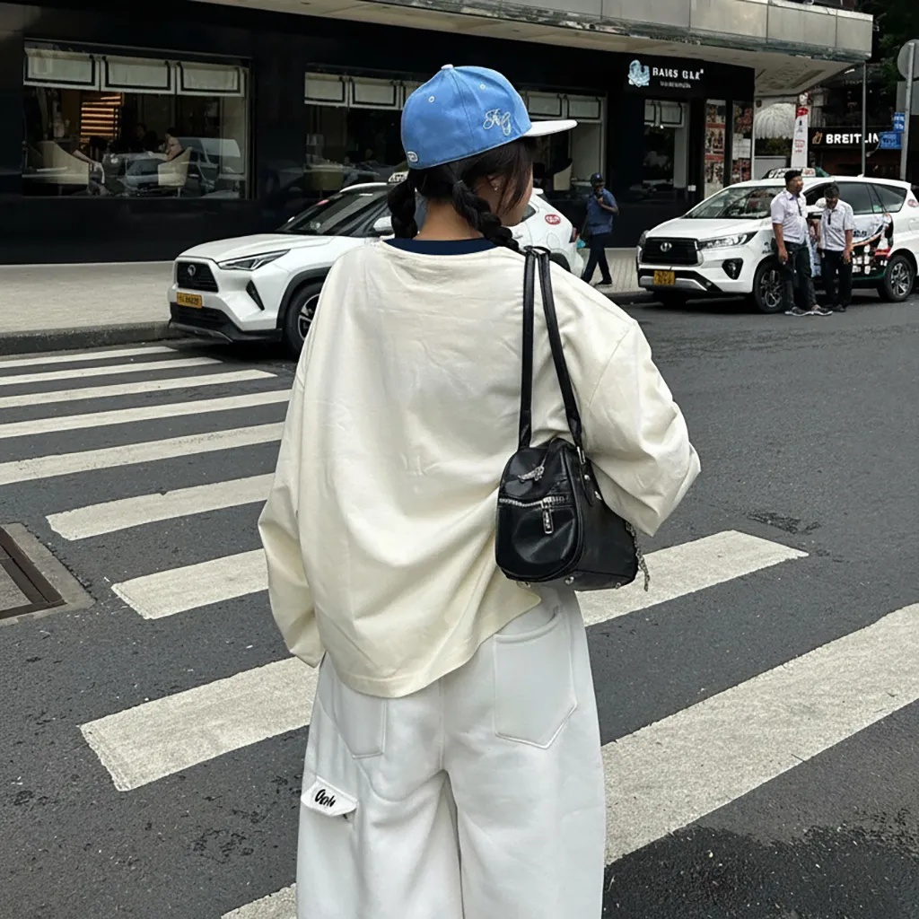 Áo thun form boxy unisex Miucho thoáng mát mềm mại thoải mái tay dài phối cổ gia đình cún 2808_thumbnail_9