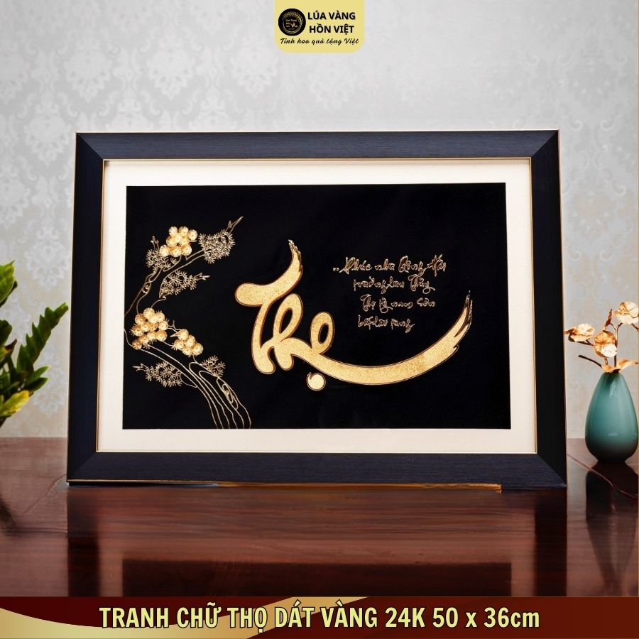 TRANH CHỮ THỌ DÁT VÀNG 24K 50x36cm_thumbnail_1