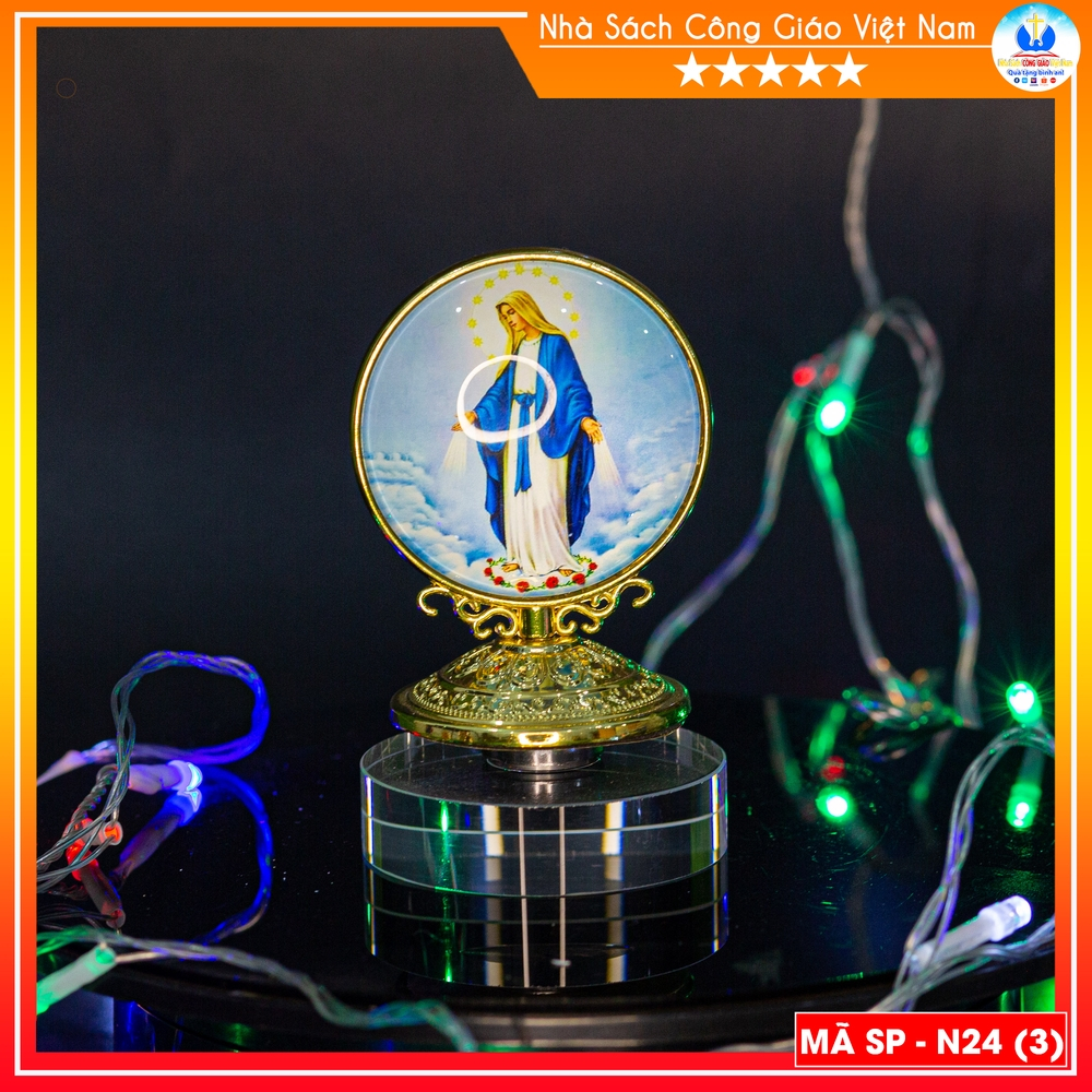 Tượng xoay để xe ô tô, để bàn in hình Chúa Giê-su, Đức Mẹ Maria ban ơn N24-5 Quà tặng Công Giáo_thumbnail_0