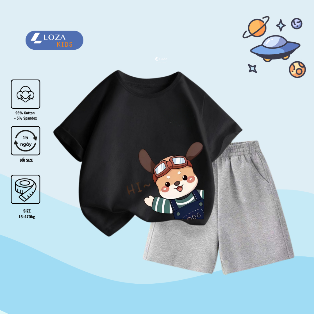 Bộ đồ  bé trai in hình gấu Hi -  Loza Kids SB235_thumbnail_9