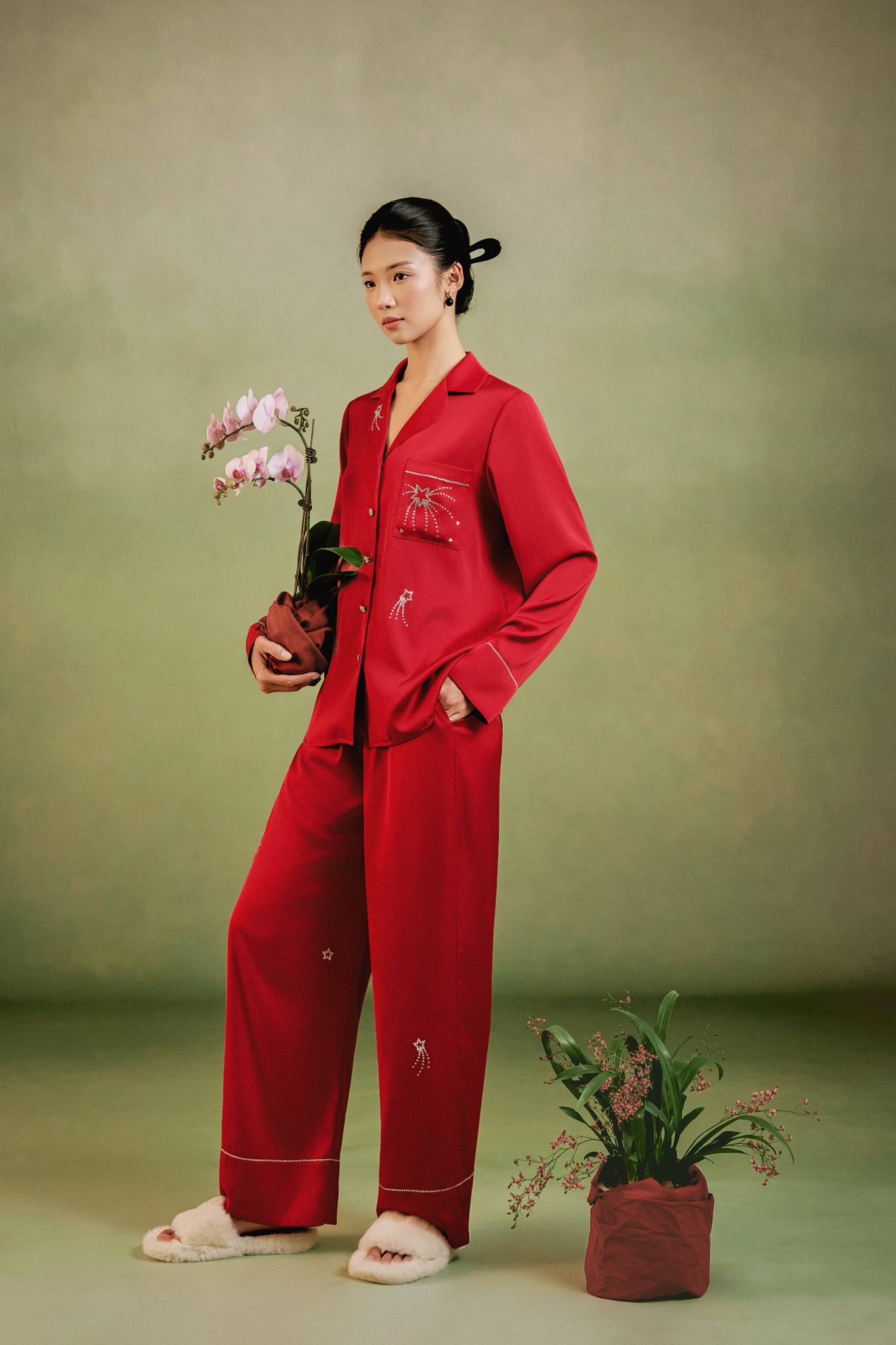 Bộ Lụa Áo Dài Tay, Quần Dài BN655_thumbnail_6