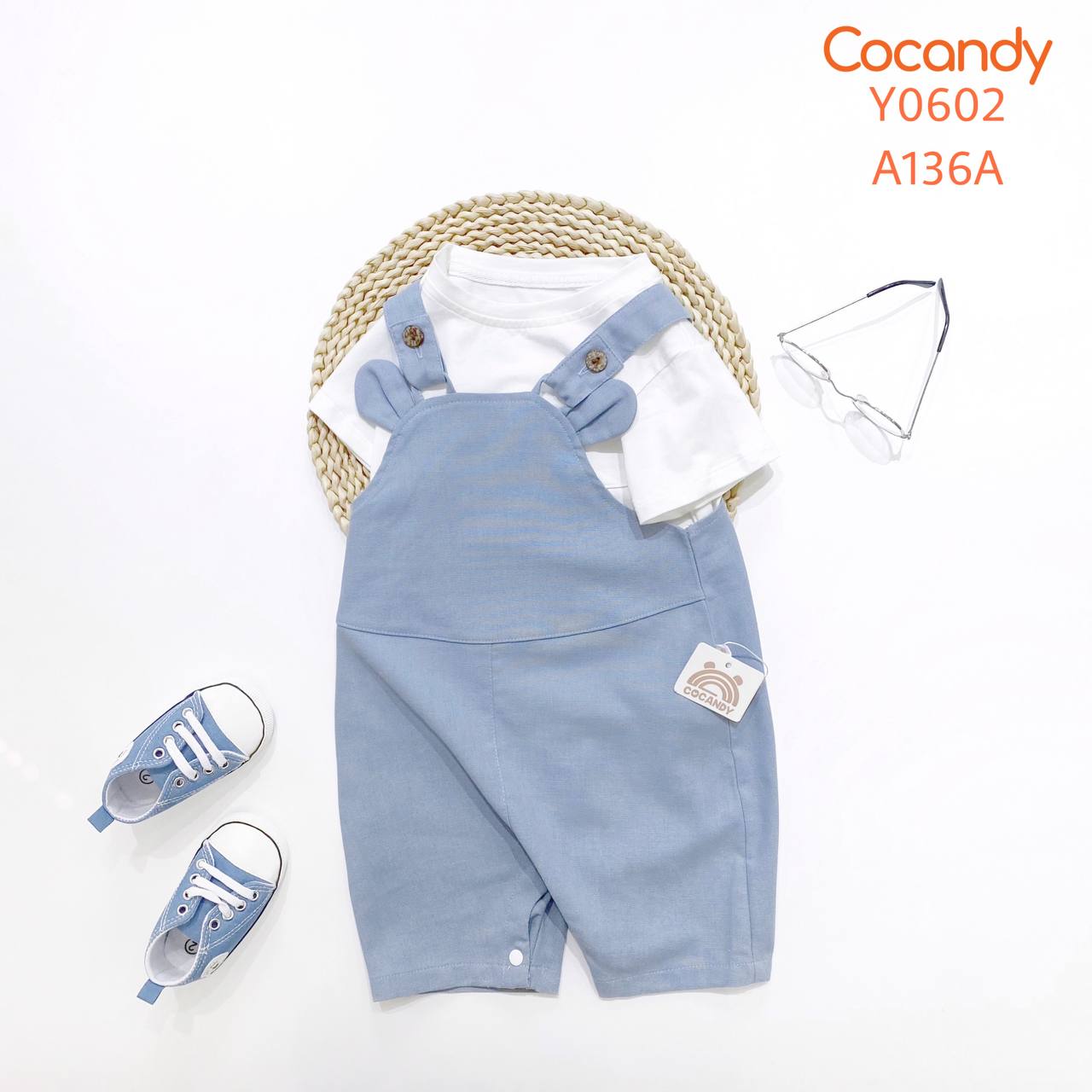 Yếm cộc XANH trơn tai gấu