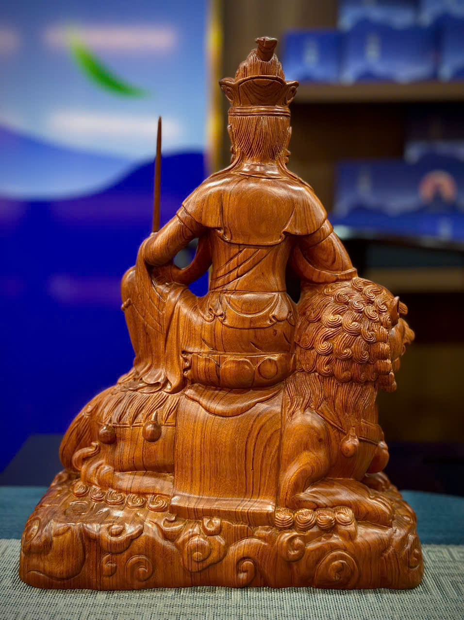 TƯỢNG BỒ TÁT VĂN THÙ - PHỔ HIỀN GỖ HƯƠNG NGUYÊN KHỐI_thumbnail_4