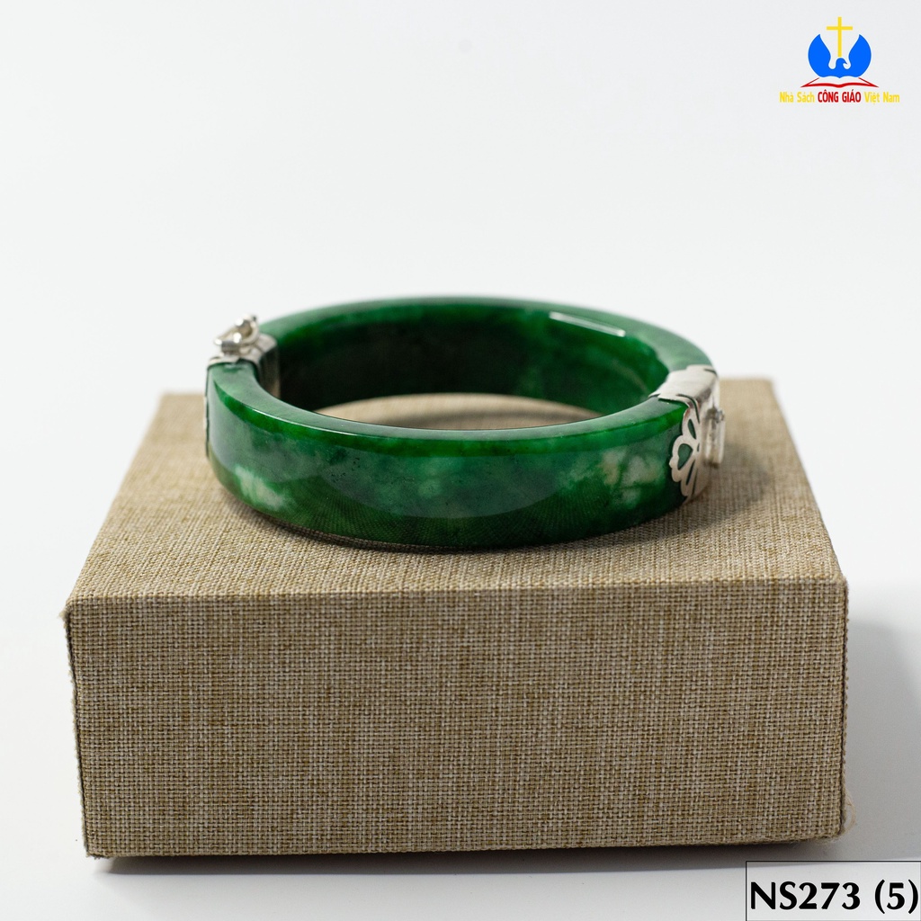 Vòng tay đá Ngọc Bích bọc bạc ta TS0272 - Món quà ý nghĩa cho mẹ và bà_thumbnail_4
