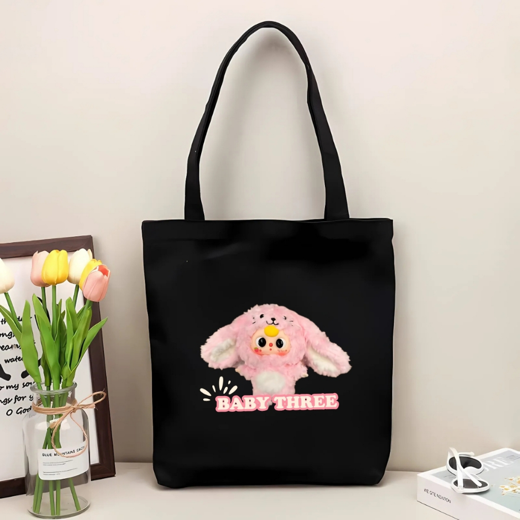 Túi tote vải canvas Loopy, Baby Three có khoá kéo và ngăn phụ, đi học, đi chơi - 𝐖𝐞 𝐓𝐞𝐞 TOTE12_thumbnail_25