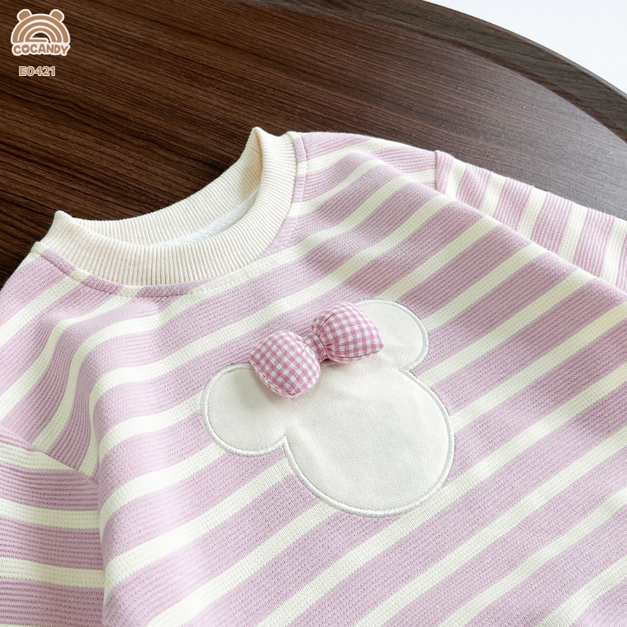 Áo dài HỒNG kẻ BE phối mickey_thumbnail_5