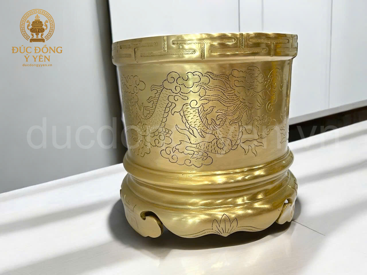 Bát hương chạm hoa văn rồng đúc đồng cát tút nguyên chất _thumbnail_3