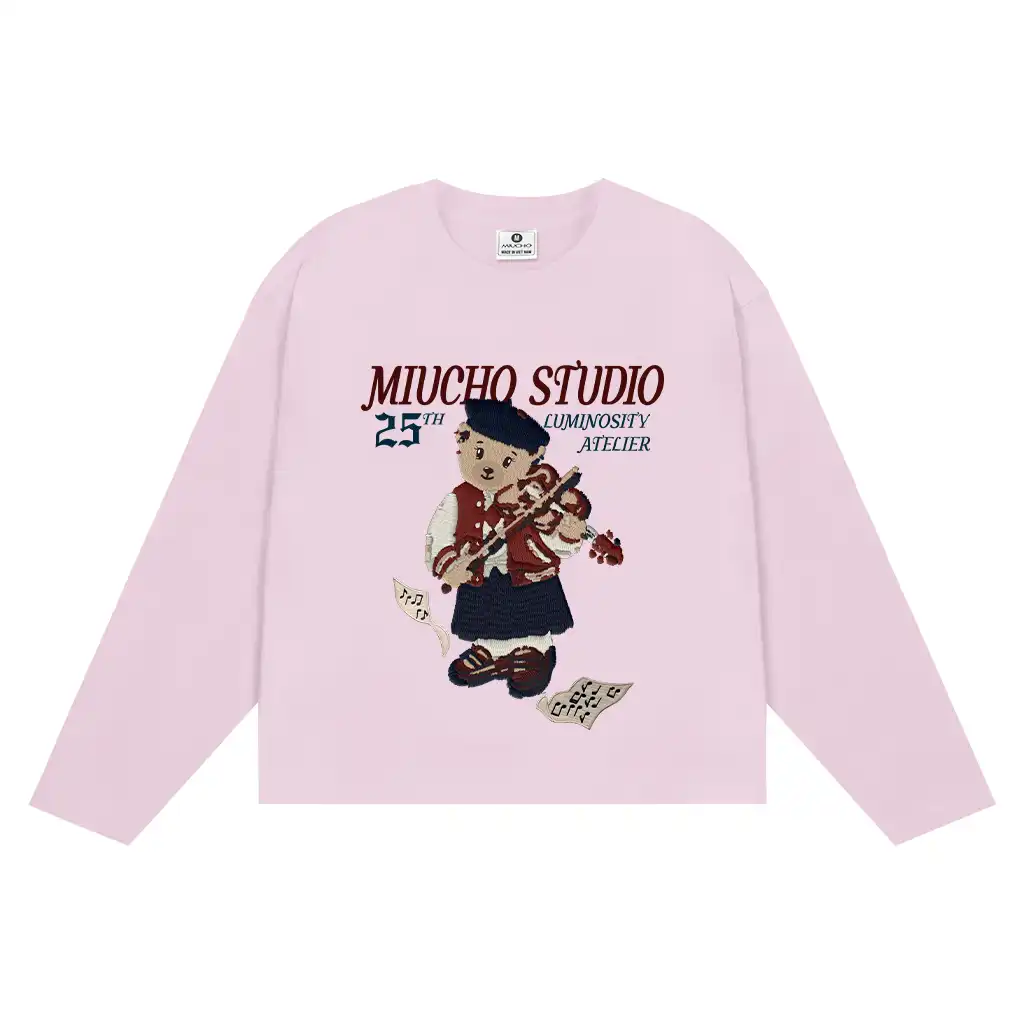 Áo thun boxy tay dài unisex Miucho Studio cotton cao cấp thoáng mát gấu teddy in mix 2707_thumbnail_11
