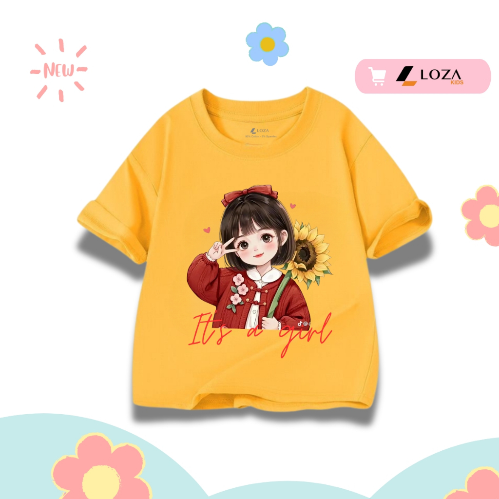 Áo thun bé gái in hình 'Cô gái ôm hoa' nhiều mẫu - Loza Kids AT063_thumbnail_3